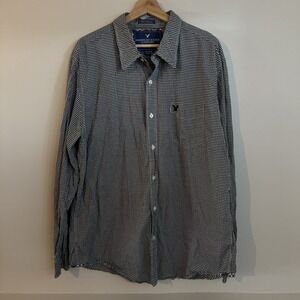 Men's American Eagle Vintage Fit Black/white Gingham Button Down Shirt Size XXL